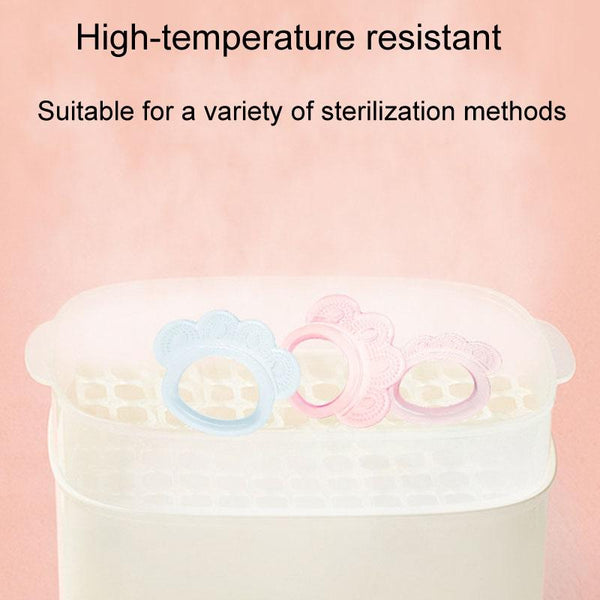 Baby Teething Stick Toys Childrens Silicone Bear Paw Bites With Storage Box(Pink)