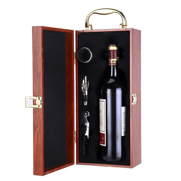 Single Piano Finish Red Wine Box Wooden Packing Case Wine Gift Box With Tools(Ebony)