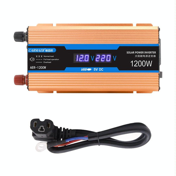 Carmaer Modified Sine Wave 48V to 220V 1200W Car Multi-function Double Digital Display Inverter Household Power Converter