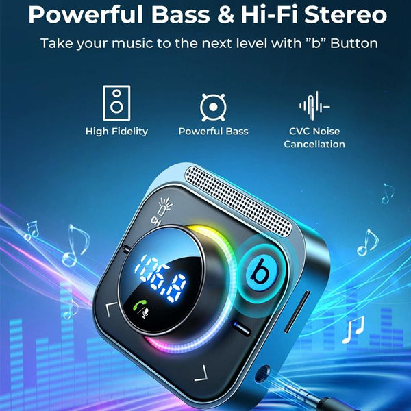 Joyroom JR-CL18 Car Charger Vehicle Bluetooth Transmitter Comes With Spring Line(Silver)