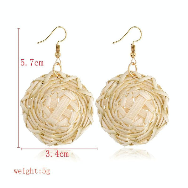 E2002-11 Hat Bamboo Vine Handmade Woven Earrings Bosomia Style Earrings