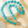 Bohemian Turquoise Natural Stone Sweater Vintage Pendant, Model: N2203-17 Pearl Model