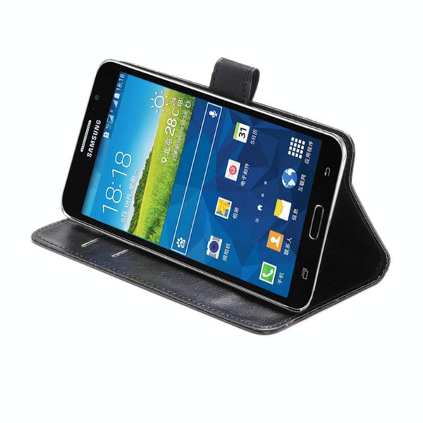 5.5-6.3 Inch Universal Crazy Horse Texture 360 Degree Rotating Carry Case with Holder & Card Slot for Galaxy Mega 6.3 / i9200(Black)