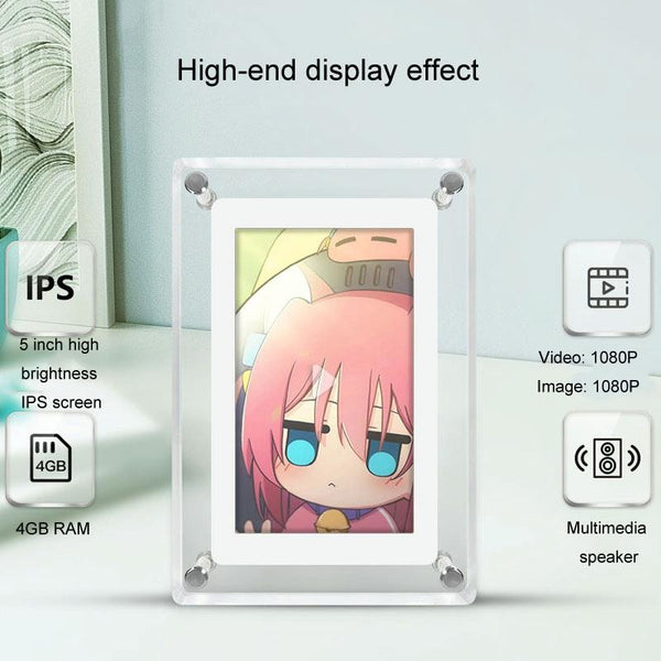 5 Inch HD Digital Photo Frame Crystal Advertising Player 1080P Motion Video Picture Display Player(EU Plug)