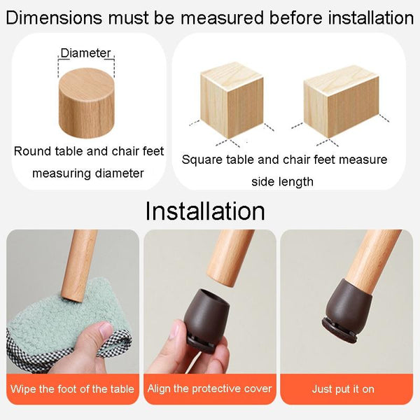 1 inch 8pcs /Set 15 Degree Tilt Table And Chair Feet One-Piece Shock-Absorbing Protective Cover For Chairs(Round)