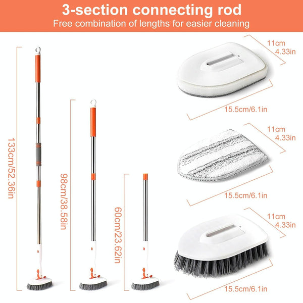 Shower Cleaning Brush With 52 Inch Adjustable Handle Tub Tile Scrubber Brush, Spec: Set 4