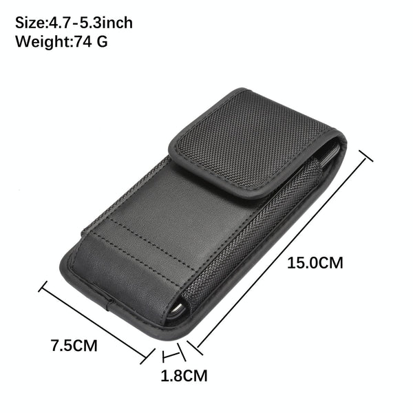 For 4.7-5.3 inch Universal Nylon Cloth Mobile Phone Waist Bag with Card Slot(Black)