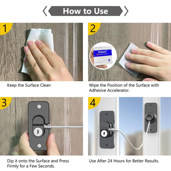 Multifunctional Children Window Safety Lock With Key Refrigerator Cabinet Lock Dual Purpose Limator(Black)