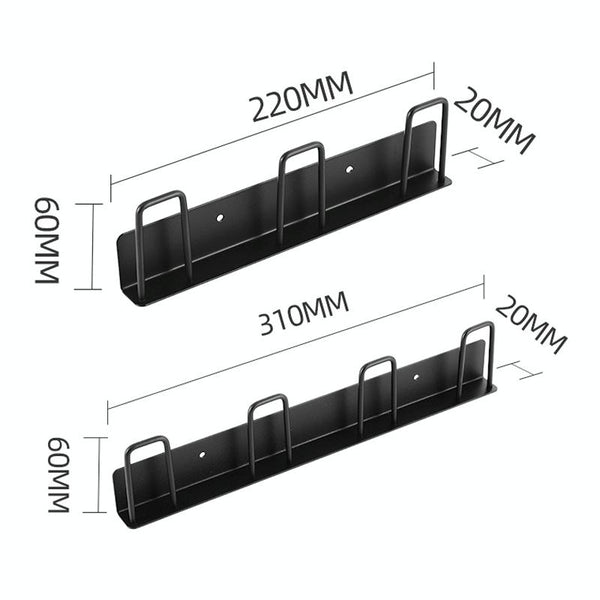 Household Glass Cup Holder Inverted Cup Hanger Bar Free Hole Wall Mounted Drainage Mug Shelf, Color: 3 Position (Black)