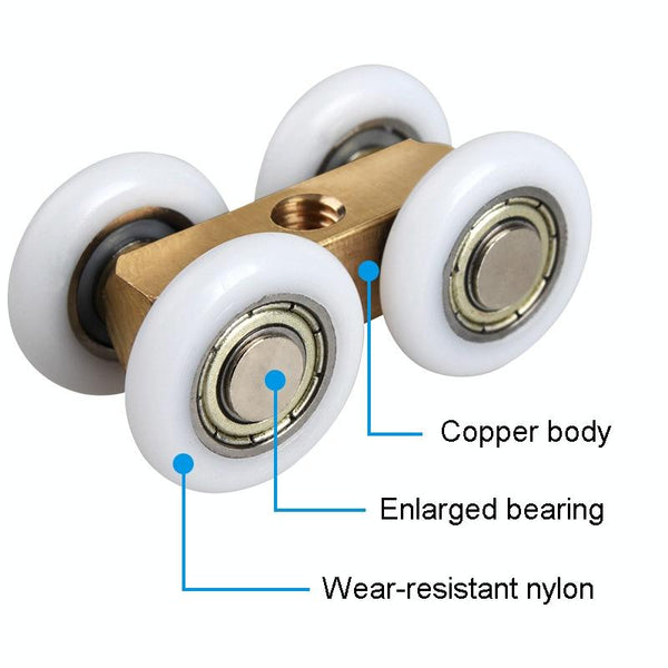 Small Brass Bearing Suspension Wheel Shower Room Four Wheel Track Pulley, Model: Pulley+Screw