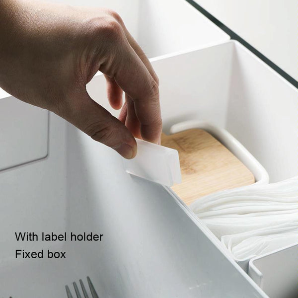 Cabinet Drawer Storage Organizer Box With Classification Label Clip, Style: Wide Small