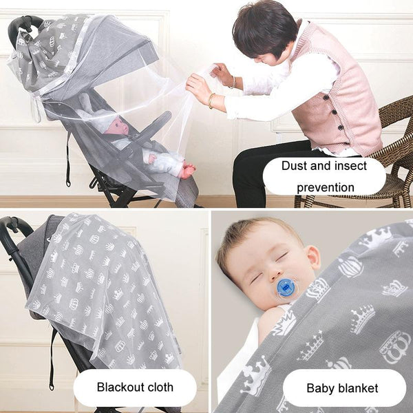 Anti-exposure Nursing Pad Outdoor Fig Leaf Stroller Mosquito Net, Color: Gray Crown