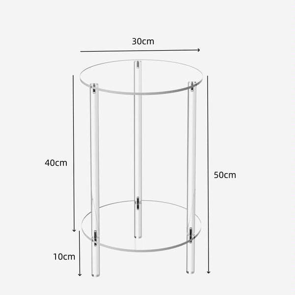 YX107 Acrylic Round Two-layer Small Bedside Table(Transparent)