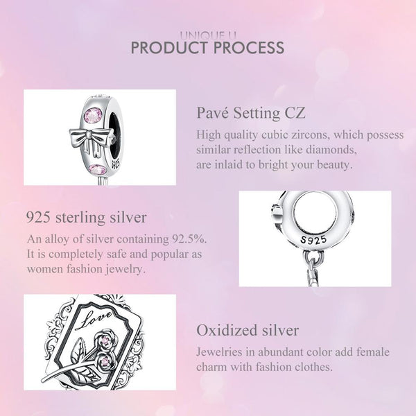 S925 Sterling Silver Rose Invitation Pendant DIY Bracelet Necklace Accessories