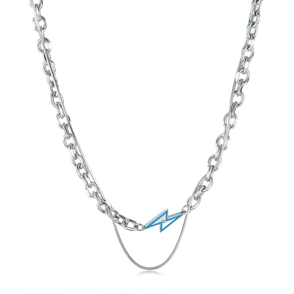 OPK GX2417 Stainless Steel Flash Pendant Double Layered Necklace