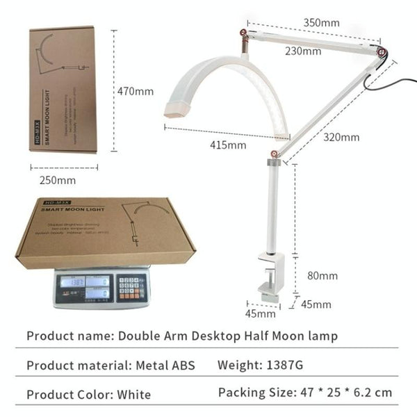 HD-M3X For Eyelash Extensions / Tattoo / Nail Art Lighting Lamp 16 inch Clip-on Half Moon Desk Lamp(UK Plug)