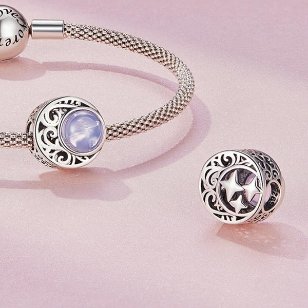 SCC2430 Sterling Silver S925 Opal Moonlight Pattern Beaded Bracelet