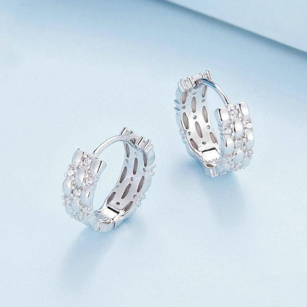 BSE786 Sterling Silver S925 Zircon Plated Platinum Earrings
