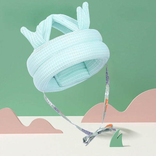Baby Breathable Anti-fall Head Protective Cap Baby Protective Cap Toddler Bumper Cap, Spec: Antlers Light Green