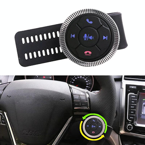 Universal Strap Shape Steering Wheel Remote Control Car Multimedia Wireless Button Remote Control (Silver)