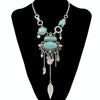 Exaggerated Openwork Pattern With Turquoise Alloy Stones Necklace(Silver)