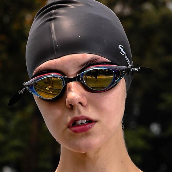 WAVE Electroplating HD Anti-fog Myopia Swimming Glasses, Color: Red Black 600 Degree
