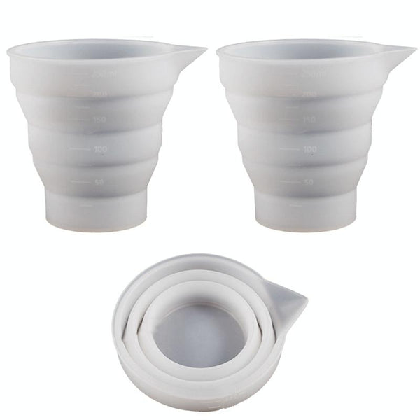 2pcs 250ml Folding DIY Epoxy Measuring Cup Silicone Mold Candle Plaster Glue Mixing Cup