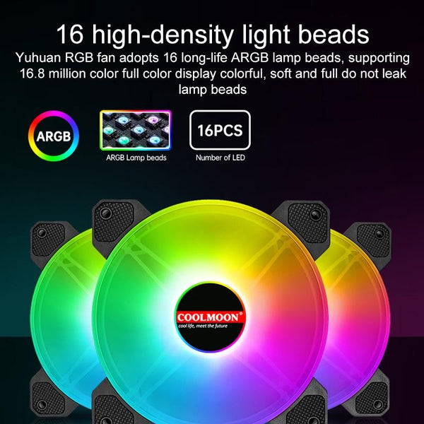 COOLMOON CM-JD1 Jade Ring RGB Case Cooler (Black)