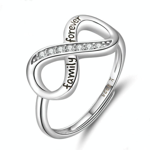 S925 Sterling Silver Ring Infinite Love Opening Adjustable Platinum Plated Ring