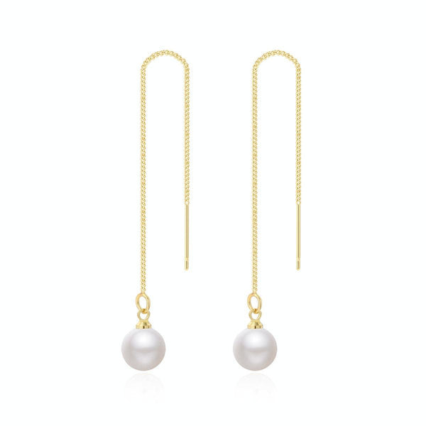 E2210-2 Pearl Long Ear Wire Women Simple Earrings