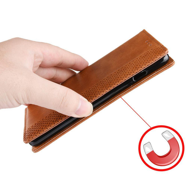 For vivo Y19s 4G Magnetic Buckle Retro Texture Leather Phone Case(Brown)