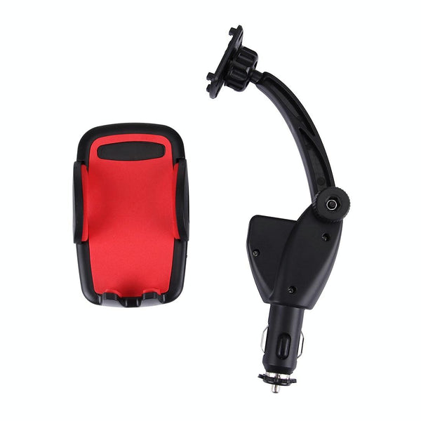 HC006 2 in 1 Car Charger & 360 Rotation Holder, For iPhone, Galaxy, Huawei, Xiaomi, LG, HTC and other Smartphones of width 47-92mm Smartphone(Red)