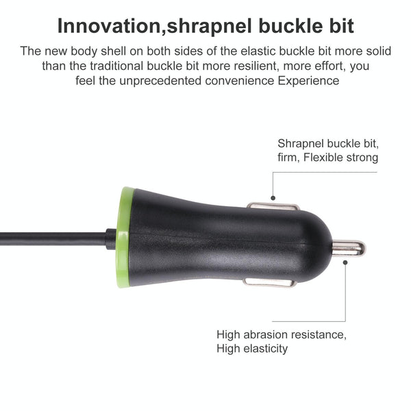 17W 3.4A Mini USB Car Charger with 8 Pin Spring Cable