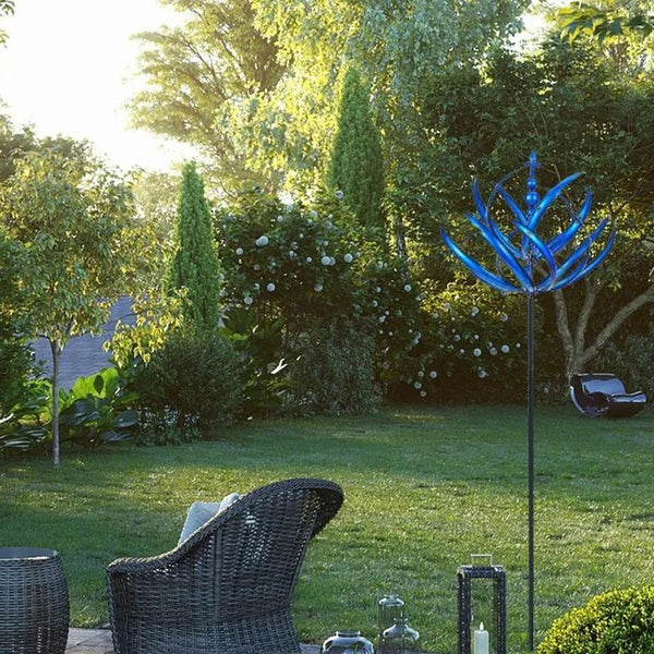 Metal Iron Windmill Crafts Outdoor Gardening Decorative Ground Planter(Red)