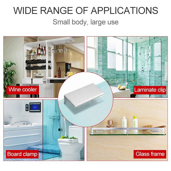 Double Hole Aluminum Alloy Glass Fixing Clip, L, 18mm