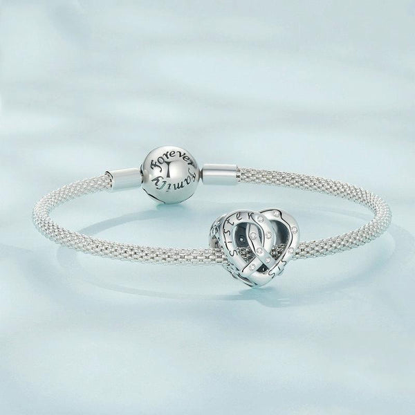 SCC2421 Sterling Silver S925 Hollow Heart Lettering Sister Bracelet Beaded