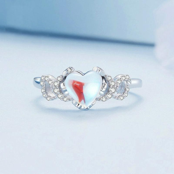 BSR369 Sterling Silver S925 Heart Moonstone Ring(No.6)