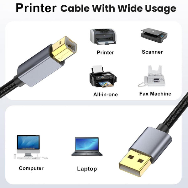 USB 2.0 A Male to B Male Square Port Printer Data Transmission Extension Cable, Length:1.8m