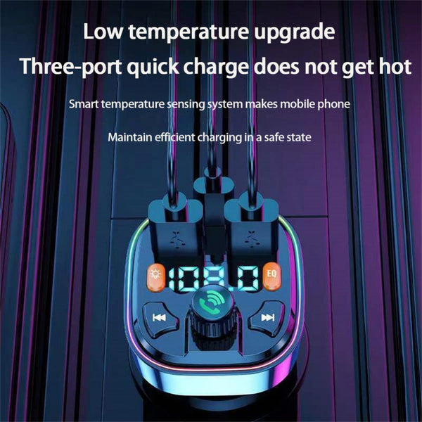Q5 3.1A USB+PD Bluetooth Car Charger Car FM Transmitter Colorful Lighting