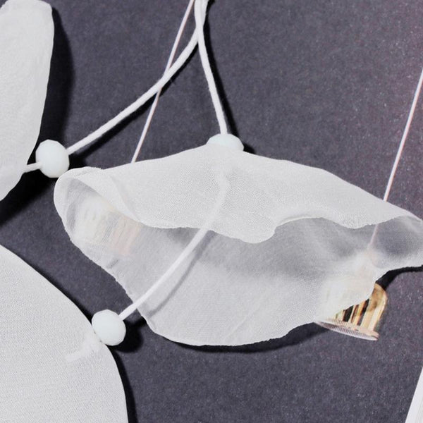 Long Exaggerated Fabric Art Handmade Petal Earrings, Color: E1908-20 White