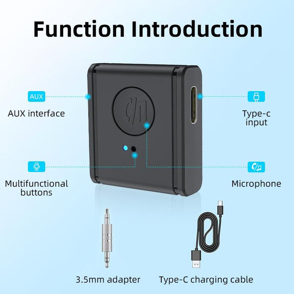 B1 Bluetooth 5.3 AUX Receiver 3.5mm Car Audio Adapter HiFi Sound Hand-Free Call