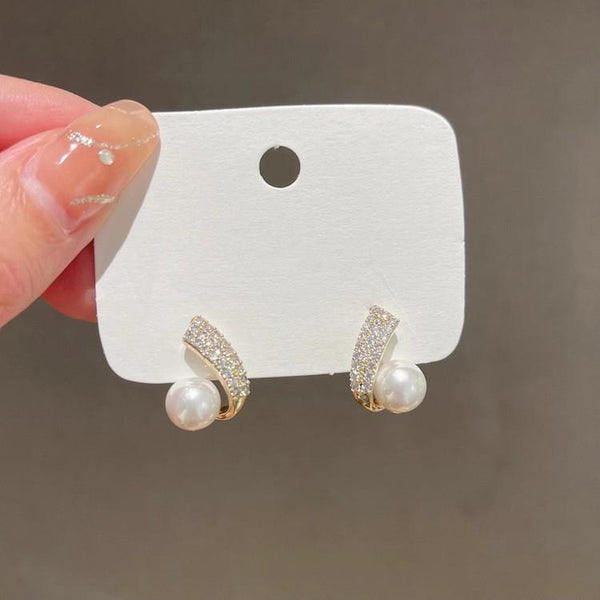 Shell Double Layer Earrings with Diamond Earrings, Color: EH1369