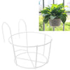 Balcony Fence Round Metal Flower Stand Wrought Iron Wall-mounted Flower Pot Stand, Size:S(White)