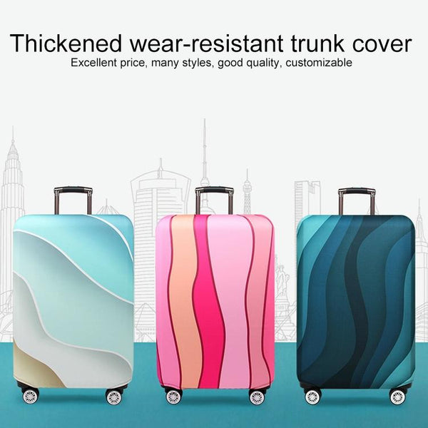 Travel Abrasion-resistant Elastic Luggage Protective Cover Suitcase Dust Covers, Size:22-24 inch(Green Ripple)