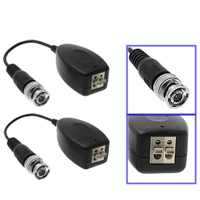 2x Passive Video Balun Transceiver over Cat5/5e UTP Cable (Black)