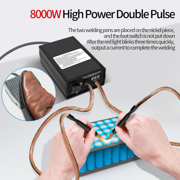 8000W High Power 18650 Battery Handheld Spot Welding Machine, Style: Footswitch Version EU Plug