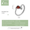 S925 Sterling Silver Retro Snake Heart Zircon Women Open Ring, Size:7