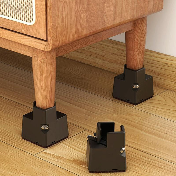 4pcs/set Adjustable Furniture Heightening Feet Pad, Size: 75mm High(Black Clip Chair Foot For 22-42mm)