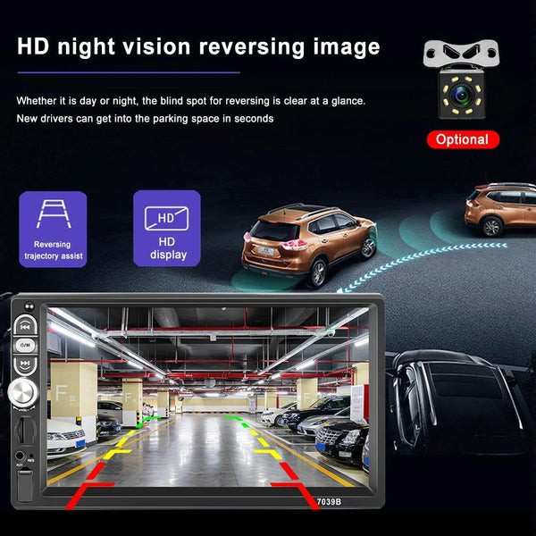 A3061 7 Inches MP5 Bluetooth Player Universal Wired CarPlay Reversing Image Integrated, Style: Standard+4 Lights Camera