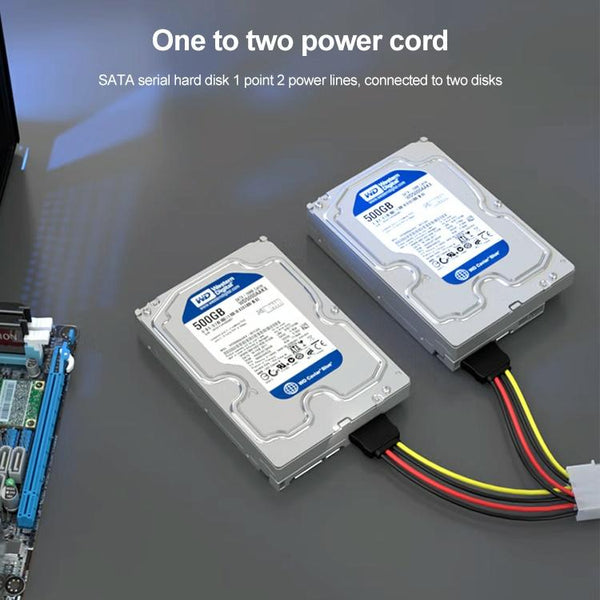2 x 15 Pin to 4 Pin to 4 Pin Serial SATA Power Adapter Cable, Core Material: Aluminium + Magnesium, Length: 18cm